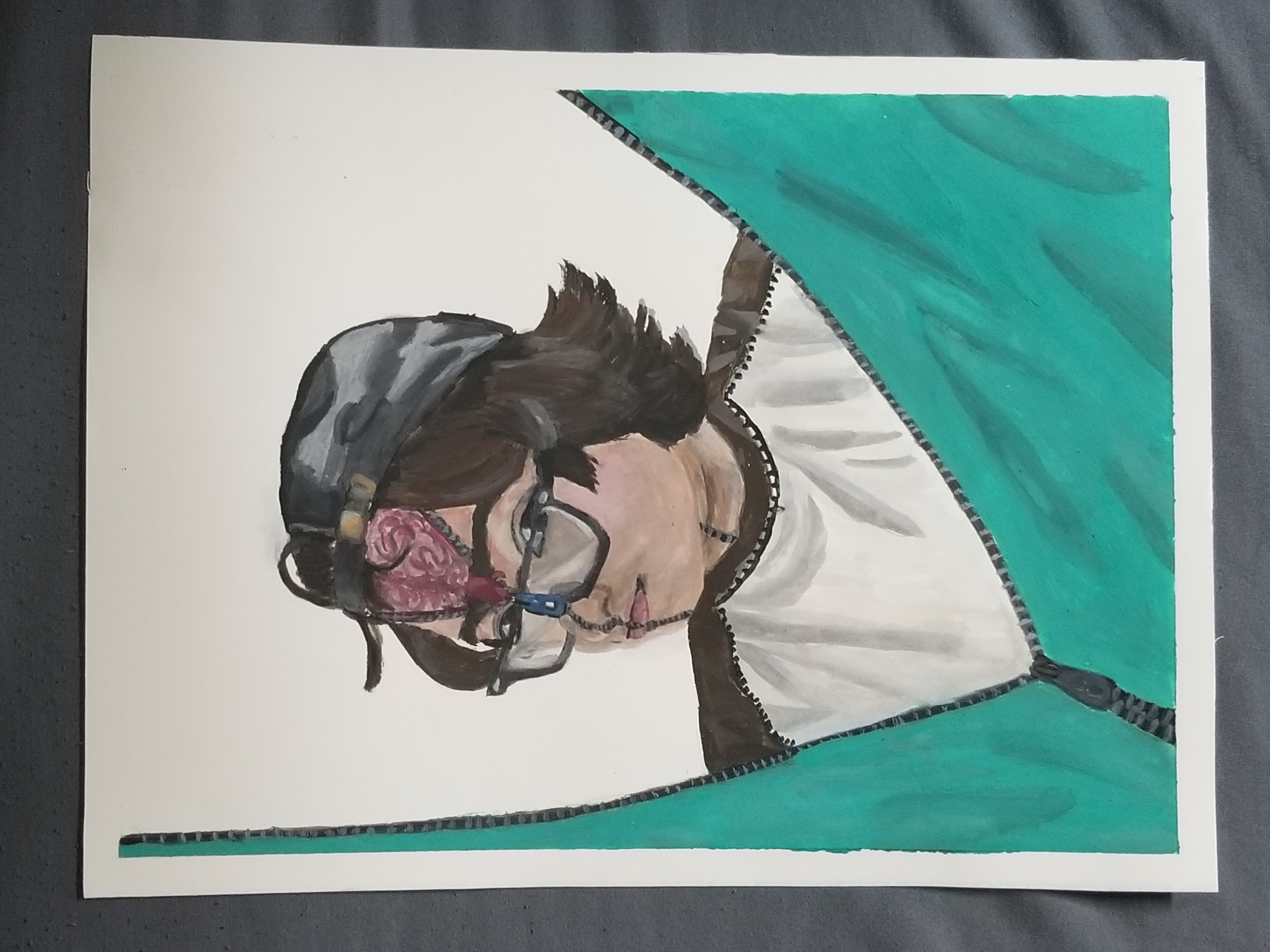 Self-portrait with gouache