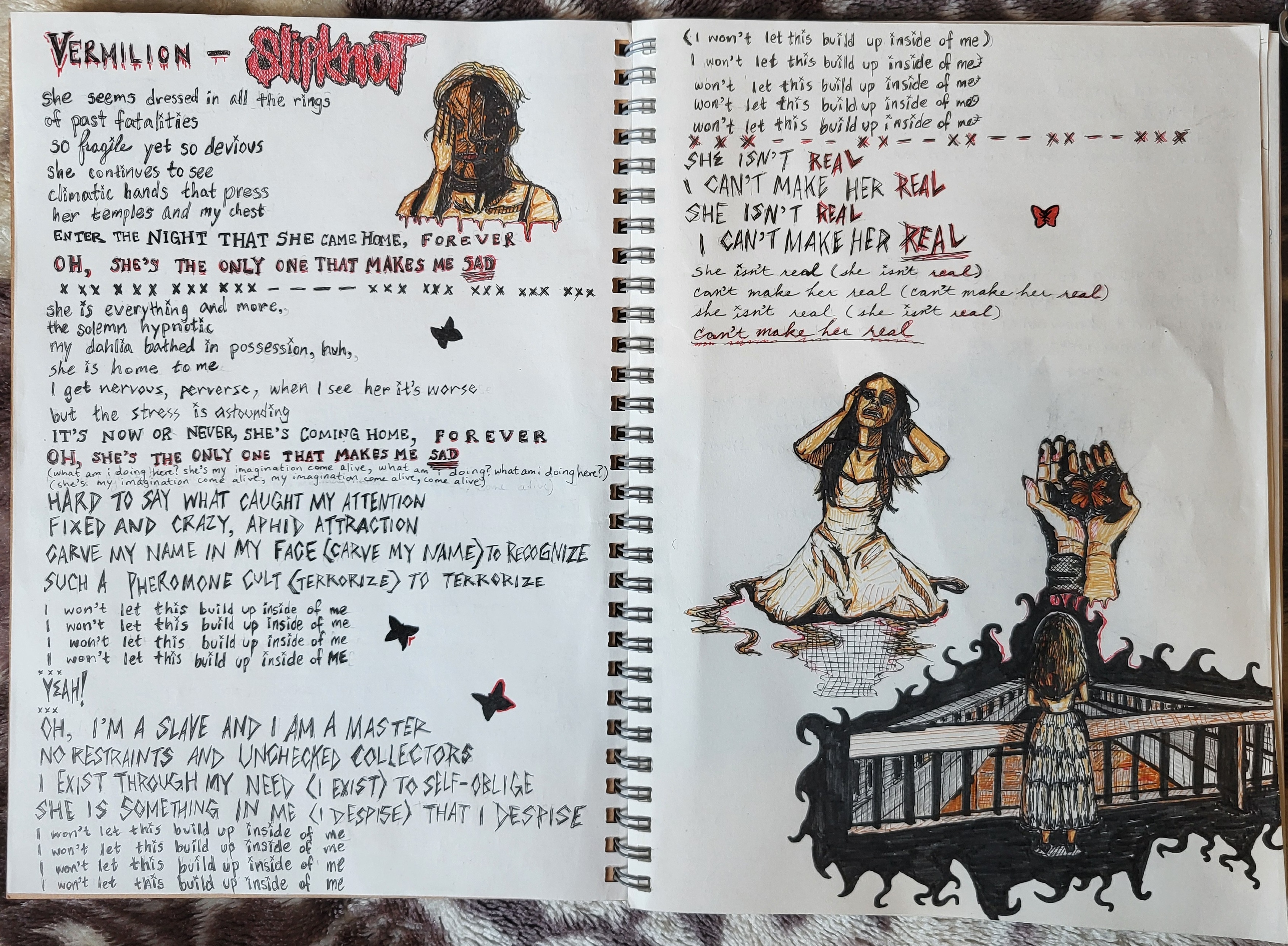 Lyrics spread of 'Vermilion' by Slipknot